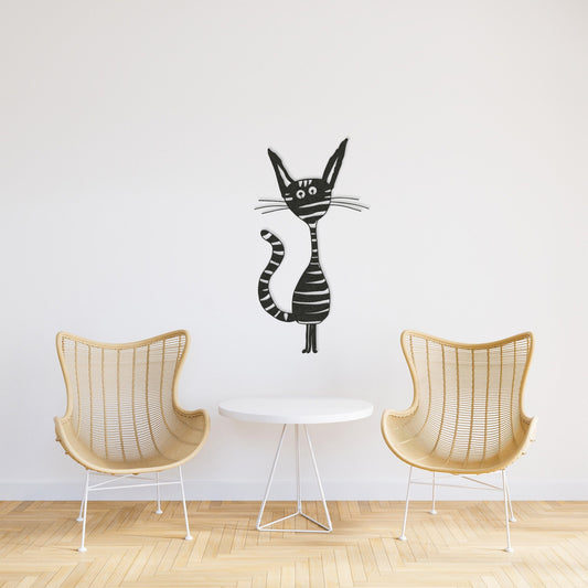 Geometric Cat Metal Wall Art: Modern Home Decor