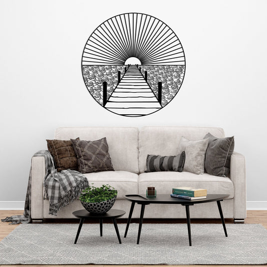 Dock Metal Wall Art: Geometric Sea Decor