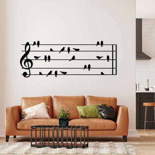Music Loving Birds Metal Wall Art: Housewarming Decor