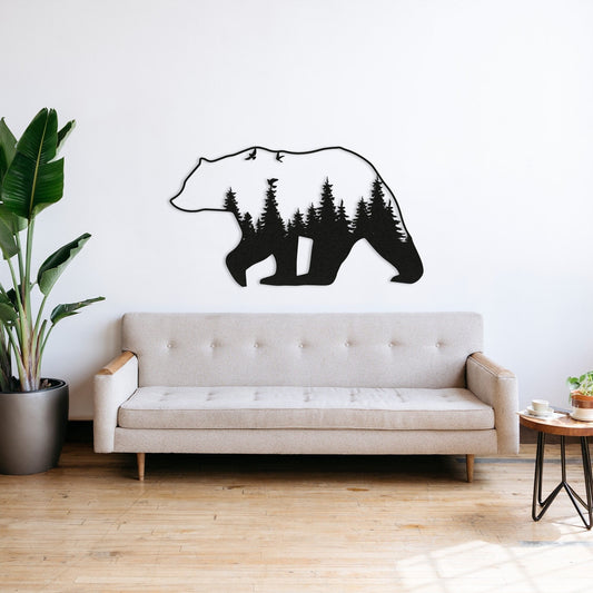 Geometric Bear Metal Wall Art: Wildlife Decor