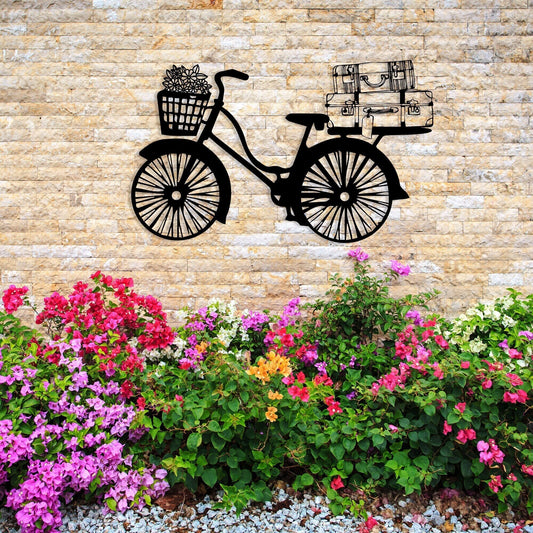 Flower Bike Metal Wall Art: Geometric Cyclist Decor