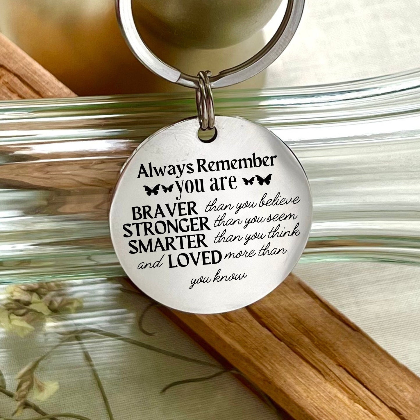 Custom Stainless Steel Keychain: Inspirational 'Always Remember' Gift