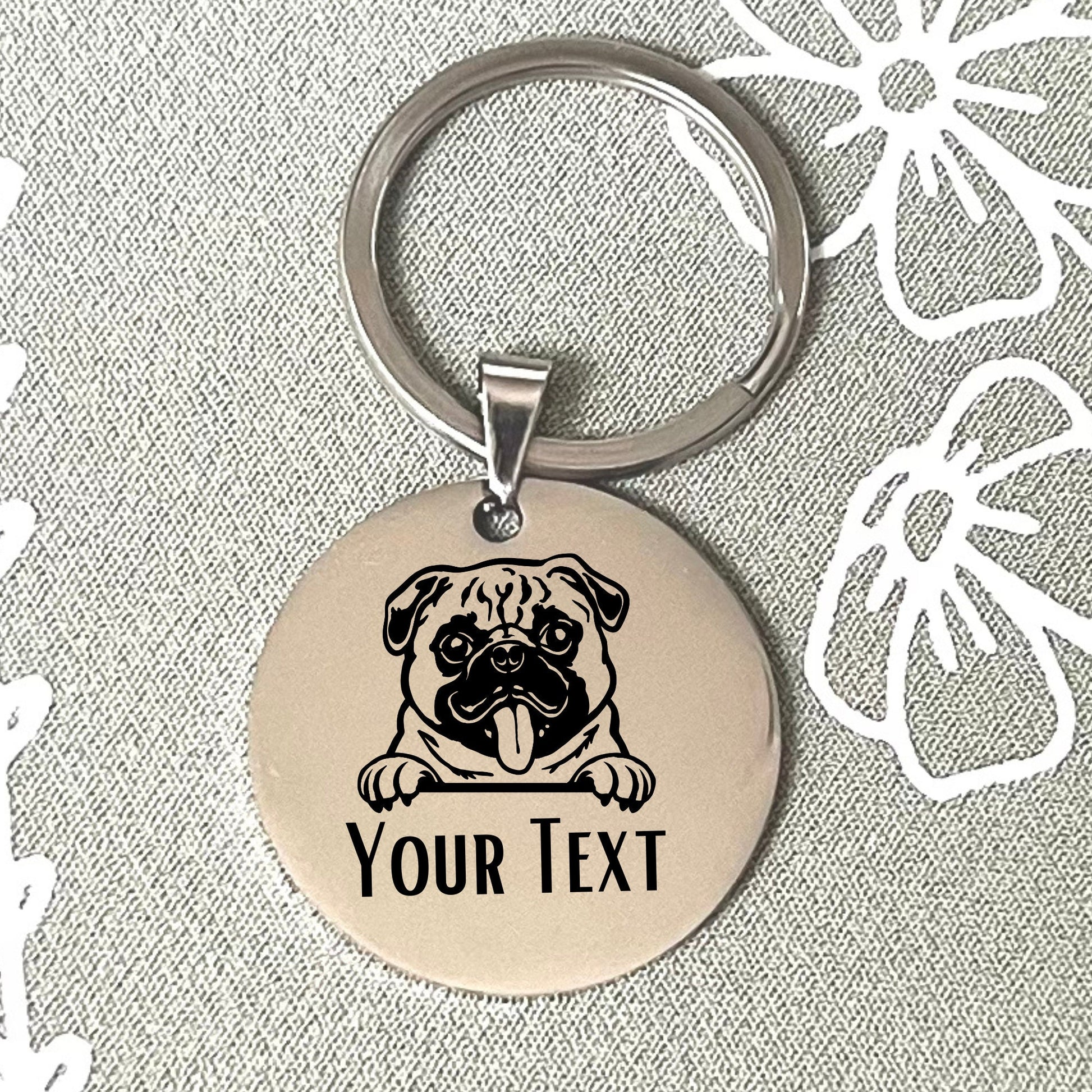 Custom Dog Breed Keychain with Name - Personalized Pet Keepsake - Stainless Steel Charm