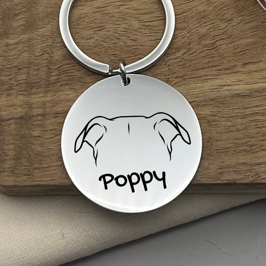 Custom Dog Breed Head Stainless Steel Keychain: Personalized Pet Keyring