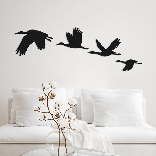 Metal Bird Wall Art Set: Geometric Flying Birds, Home Decor
