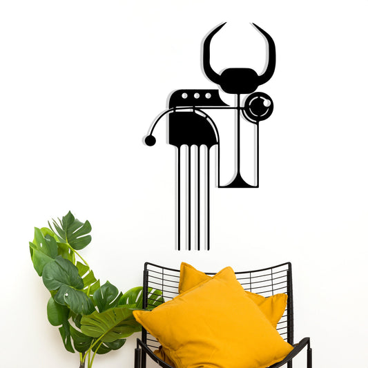Minimalist Bull Metal Wall Art: Geometric Line Decor