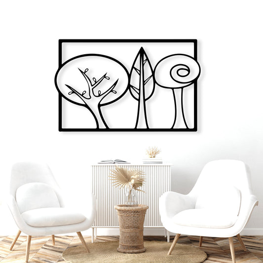 Minimalist Tree Metal Wall Art: Geometric Linear Decor