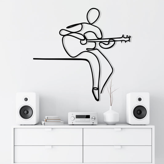 Minimalist Metal Guitarist Wall Art: Line Art Music Decor