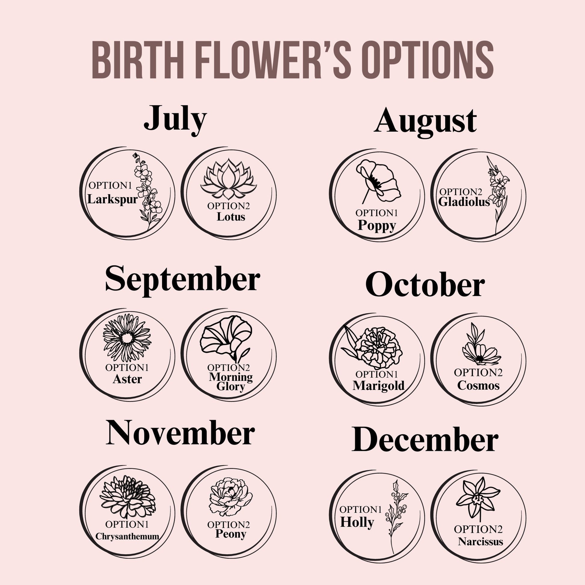 Personalized Combined Birth Flower Bouquet Keychain - Meaningful Mother's Day Gift
