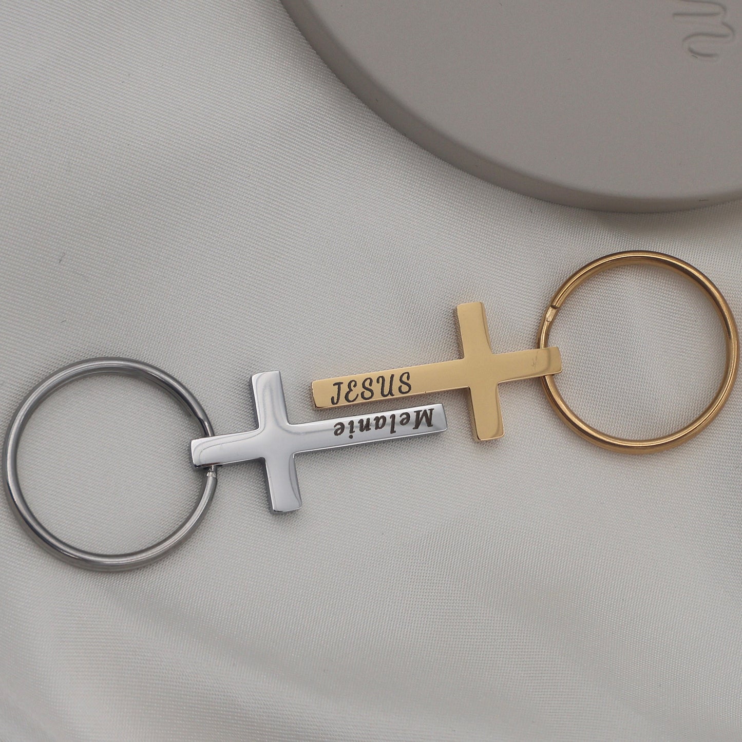 Custom Gold Plated Cross Keychain: Personalized Religious Gift