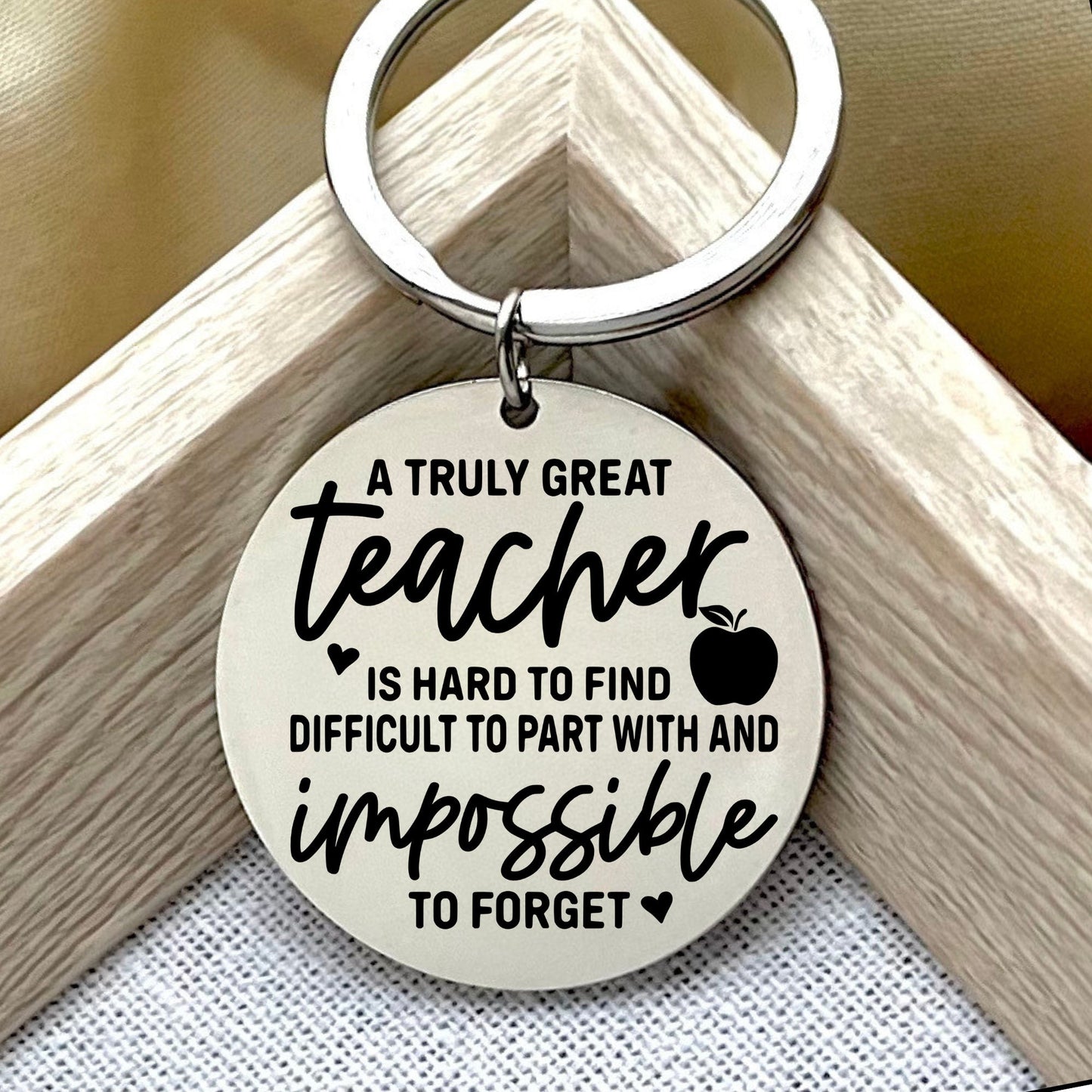 Custom Great Teacher Stainless Steel Keyring - Thank You Gift for Teacher Appreciation Gift for Teacher Keepsake Inspirational Teacher Charm