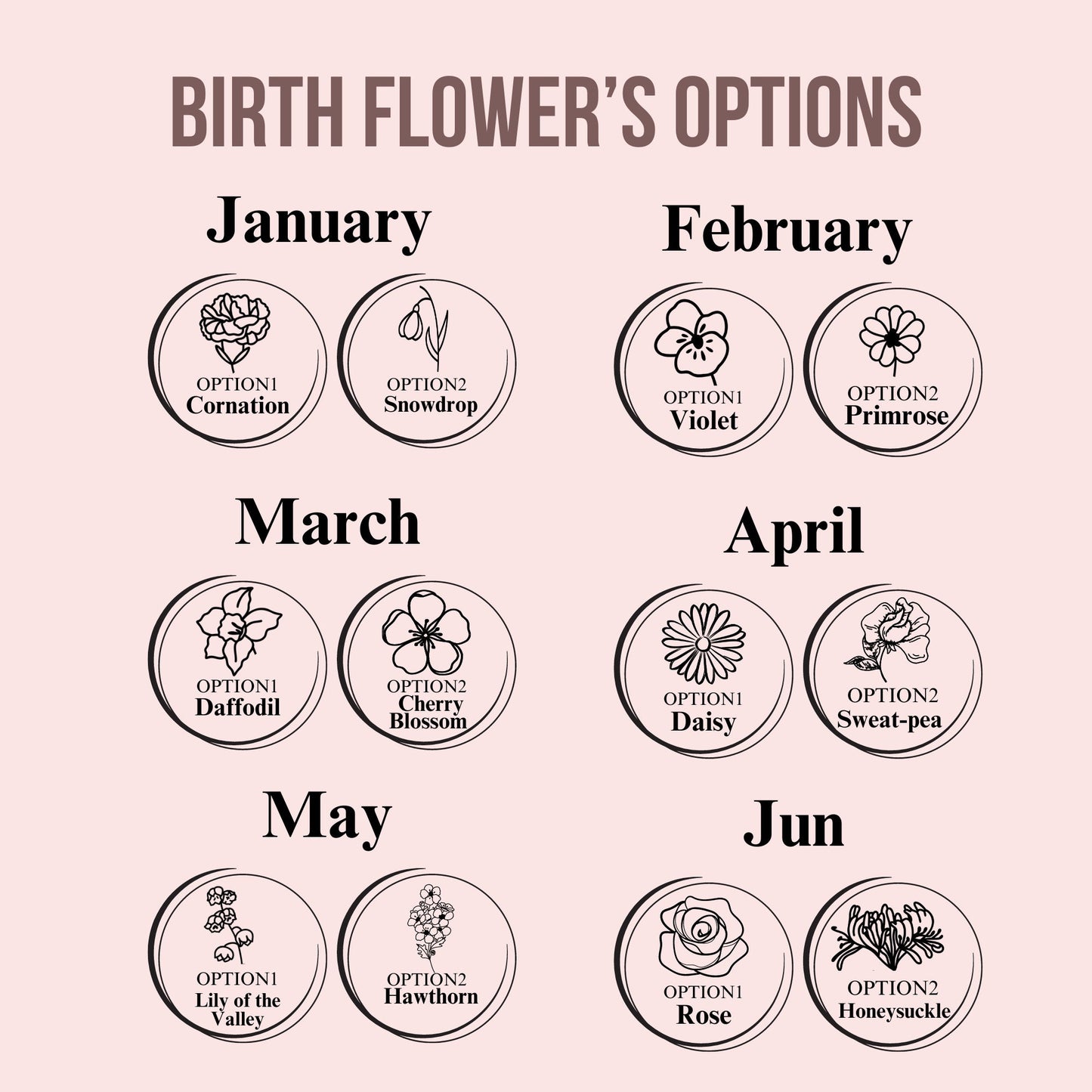 Personalized Combined Birth Flower Bouquet Keychain - Meaningful Mother's Day Gift