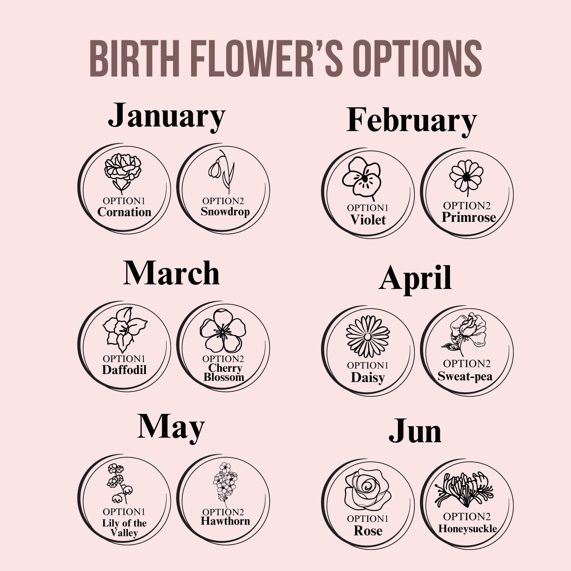 Personalized Combined Birth Flower Bouquet Keychain - Meaningful Mother's Day Gift