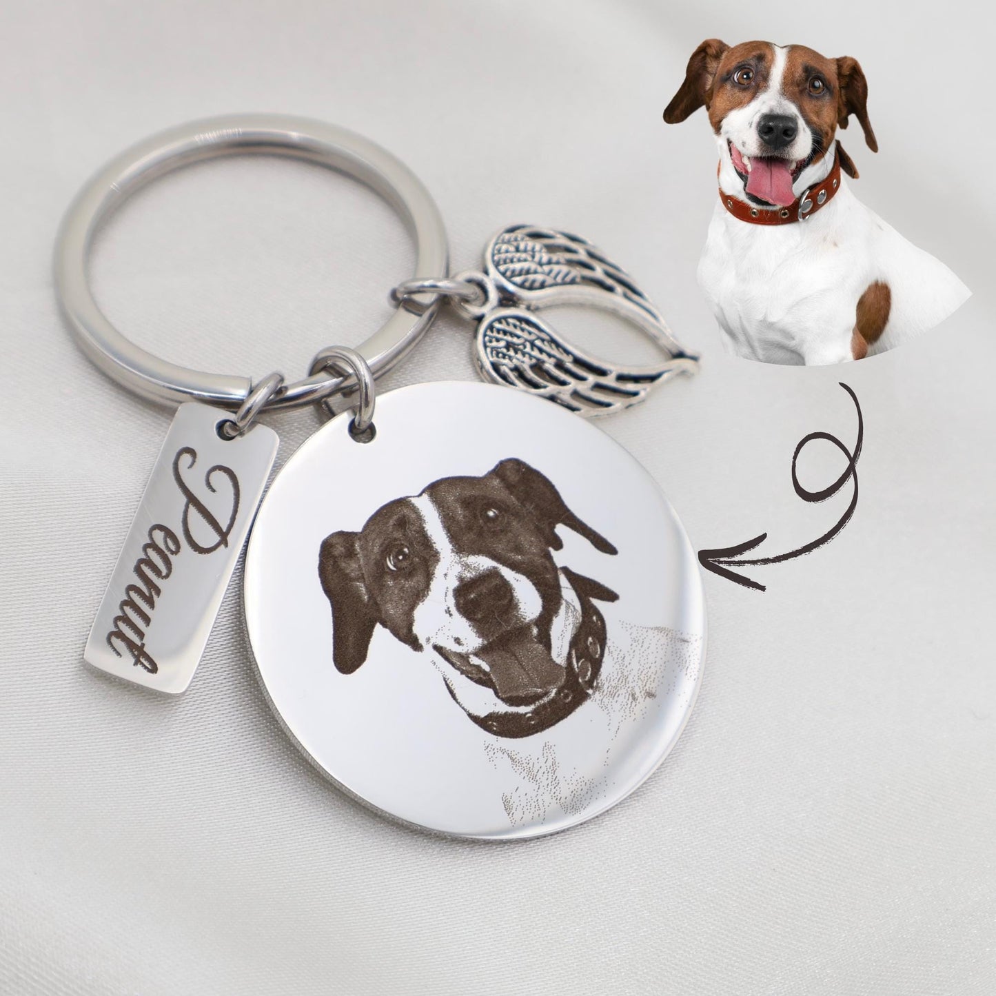 Custom Pet Portrait Keychain: Stainless Steel Memorial Gift