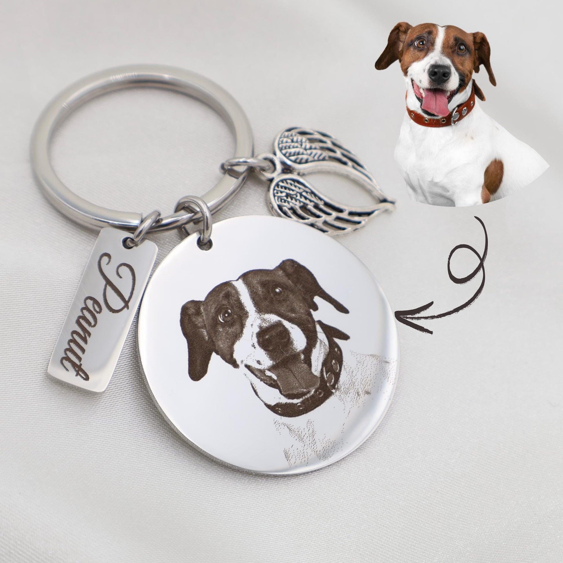 Custom Pet Portrait Keychain: Stainless Steel Memorial Gift