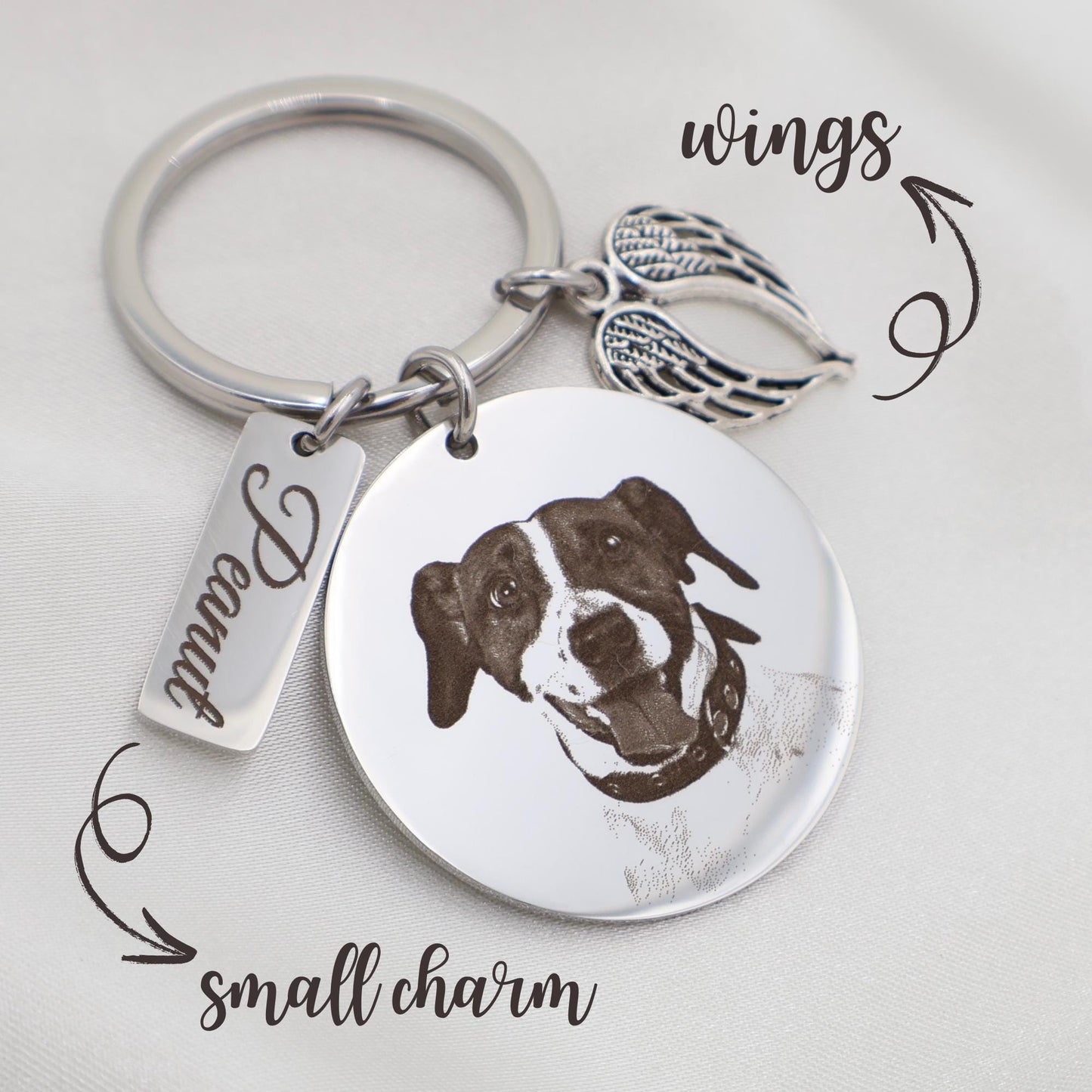 Custom Pet Portrait Keychain: Stainless Steel Memorial Gift