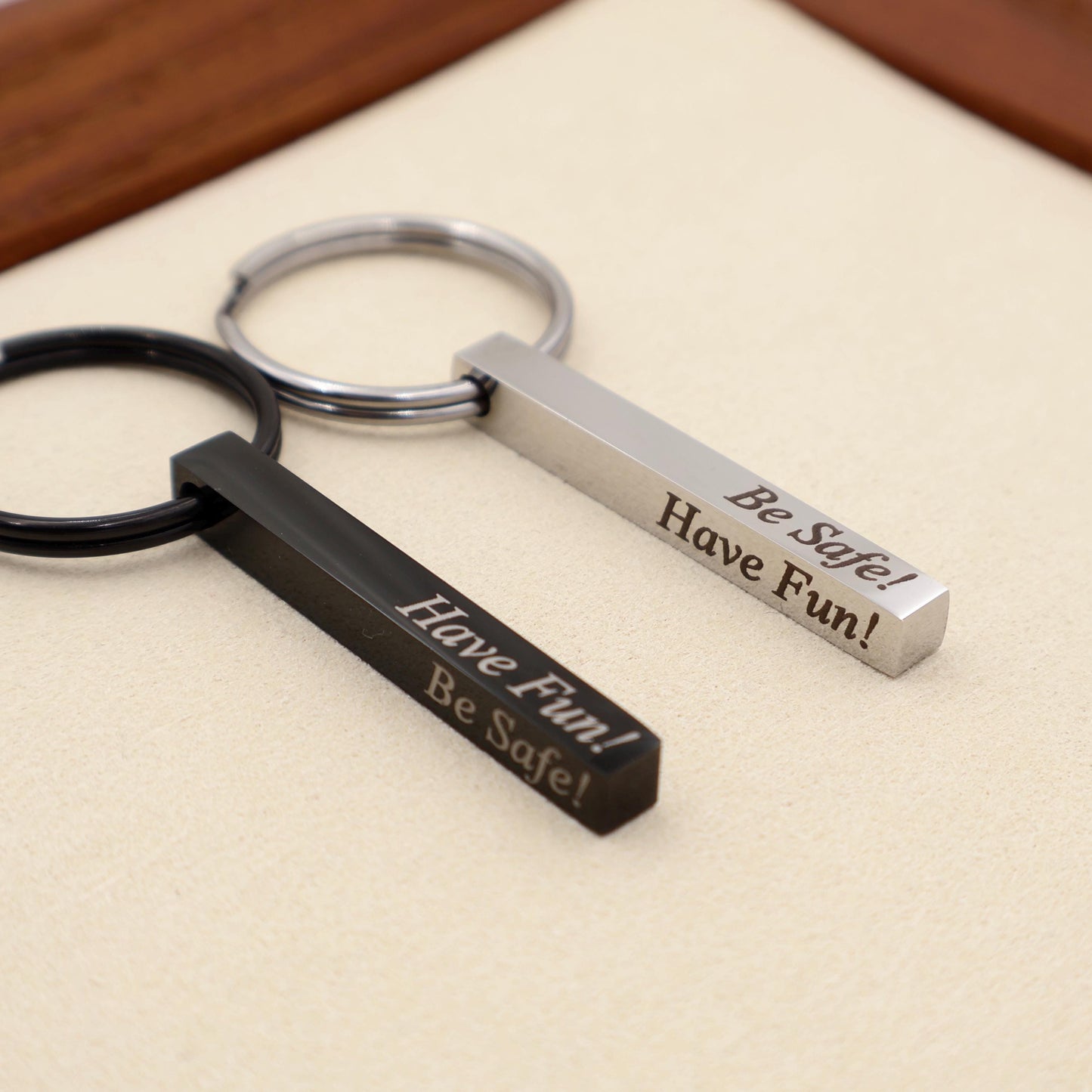 Custom 3D Vertical Bar Keychain: Sarcastic Stainless Steel Keyring