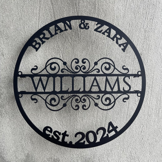 Personalized Metal Family Last Name Sign - Custom Home Decor - Est. Year