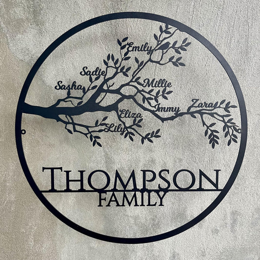 Custom Tree of Life Metal Sign | Personalized Wall Art with Last Name & Family Members