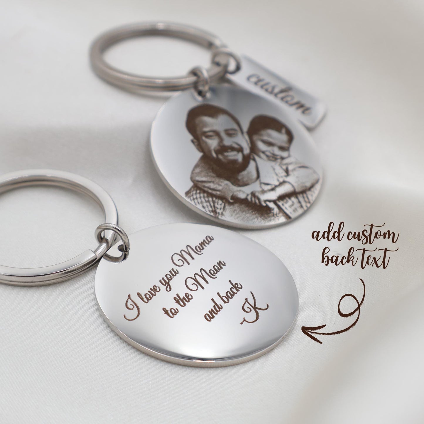 Custom Photo Engraved Stainless Steel Keychain: Personalized Portrait Keyring