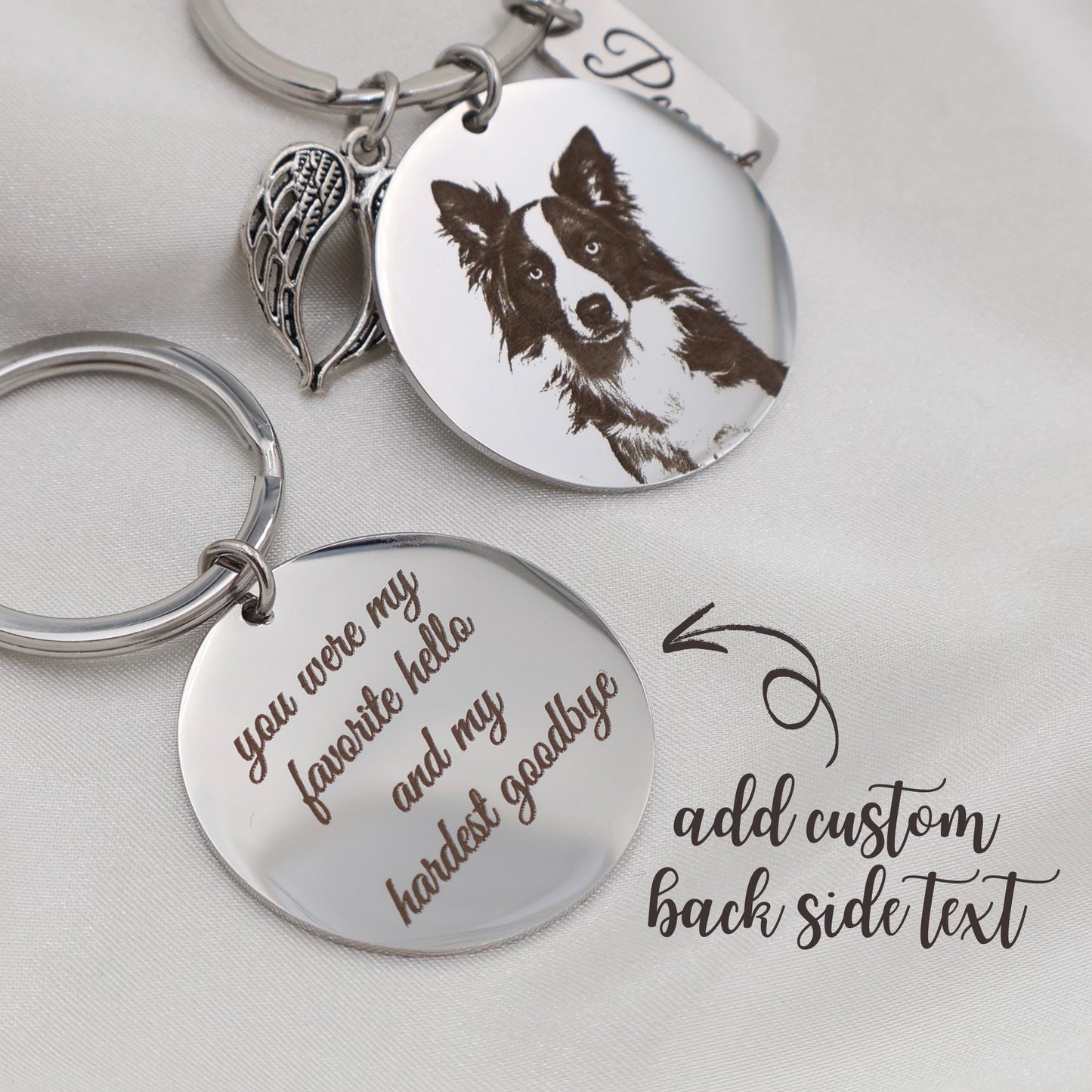 Personalized Pet Photo Keychain: Engraved Stainless Steel, Custom Pet Name