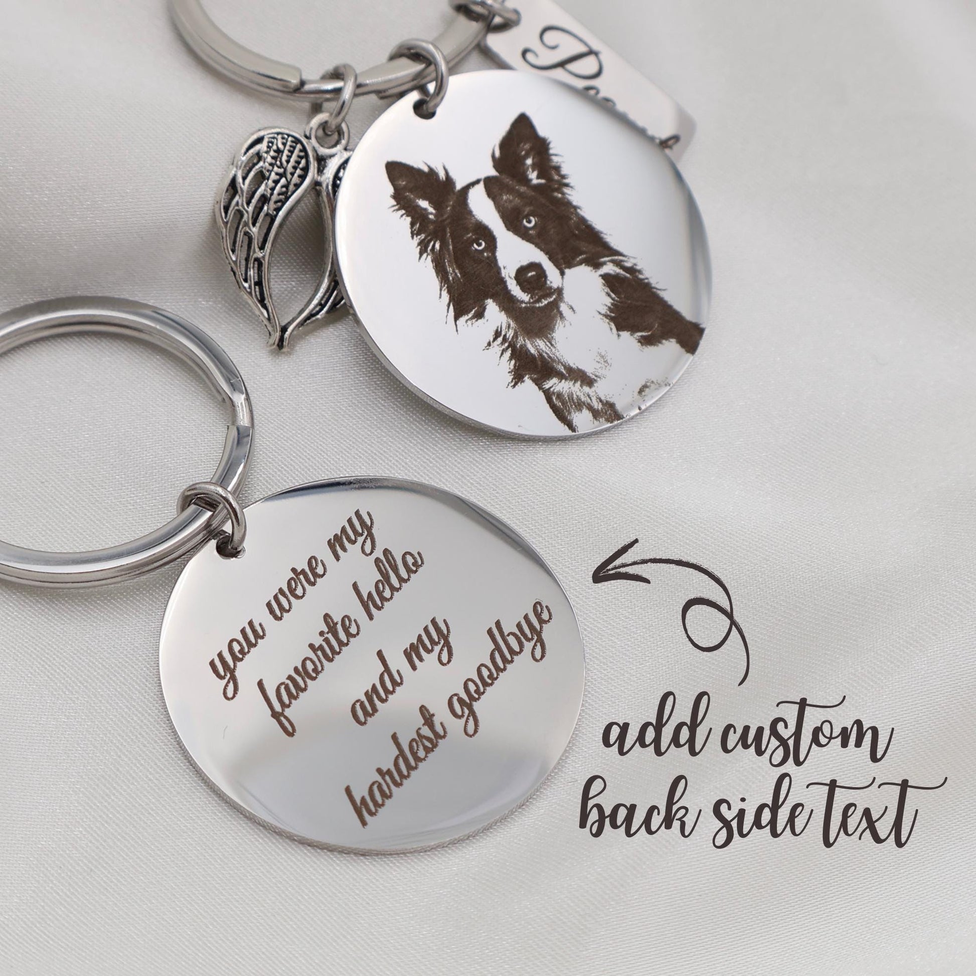 Personalized Pet Photo Keychain: Engraved Stainless Steel, Custom Pet Name