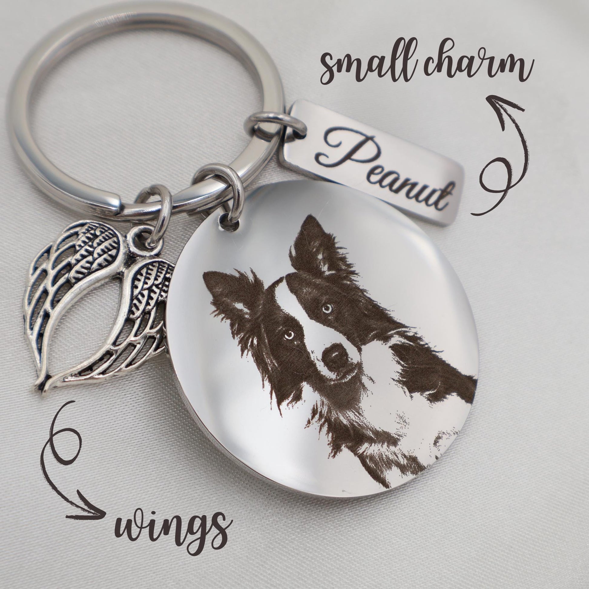 Personalized Pet Photo Keychain: Engraved Stainless Steel, Custom Pet Name