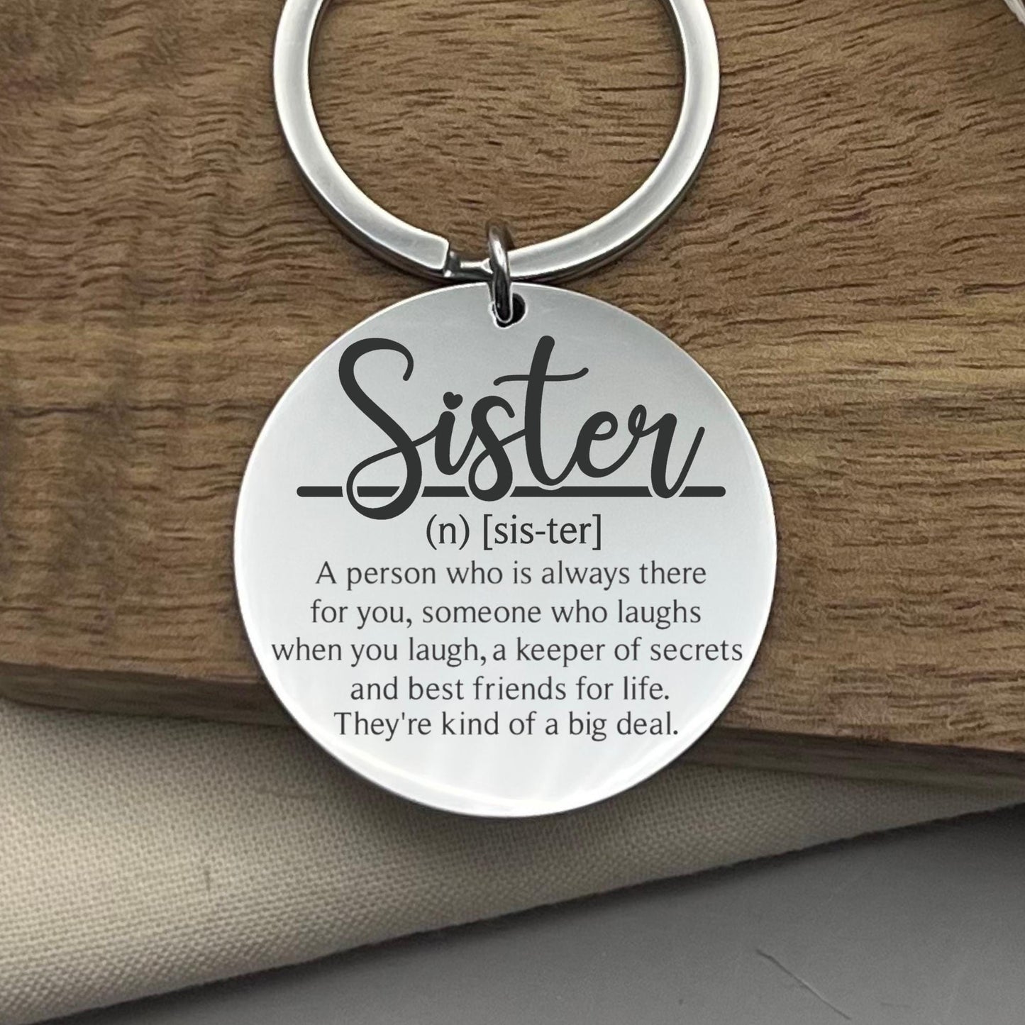 Personalized Sister Definition Stainless Steel Keychain - Sister Appreciation Gift