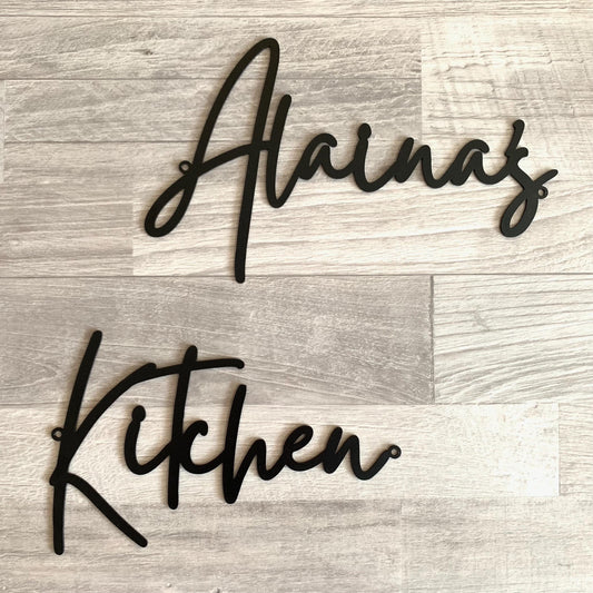 Custom Kitchen Name Sign - Personalized Farmhouse Decor - Laser Cut Metal Words