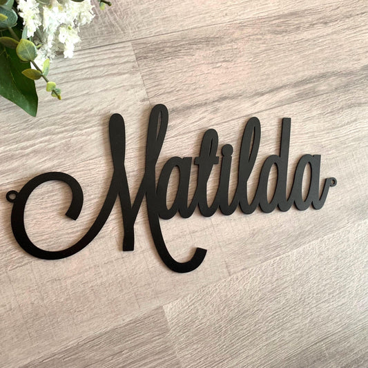 Personalized Metal Name Sign | Custom Laser Cut Script Words | Home or Office Wall Decor