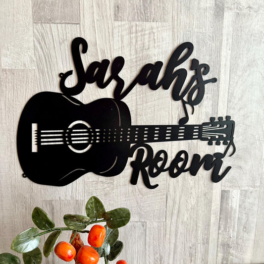 Guitar Metal Name Sign – Personalized Music Room Decoration & Custom Wall Art for Musicians