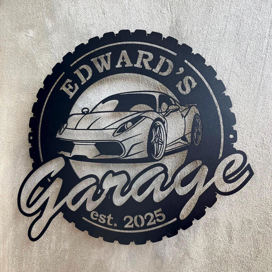 Custom Garage Name Sign, Metal Wall Art, Man Cave Decor, Personalized Mechanic Workshop