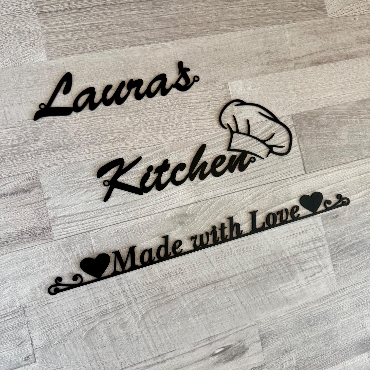 Custom Metal Kitchen Sign Set - Personalized Name Wall Art for Modern Decor