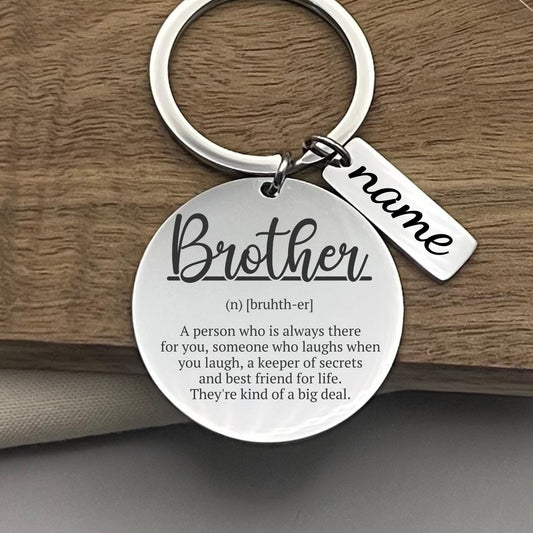 Custom Brother Definition Keychain: Personalized Stainless Steel Gift