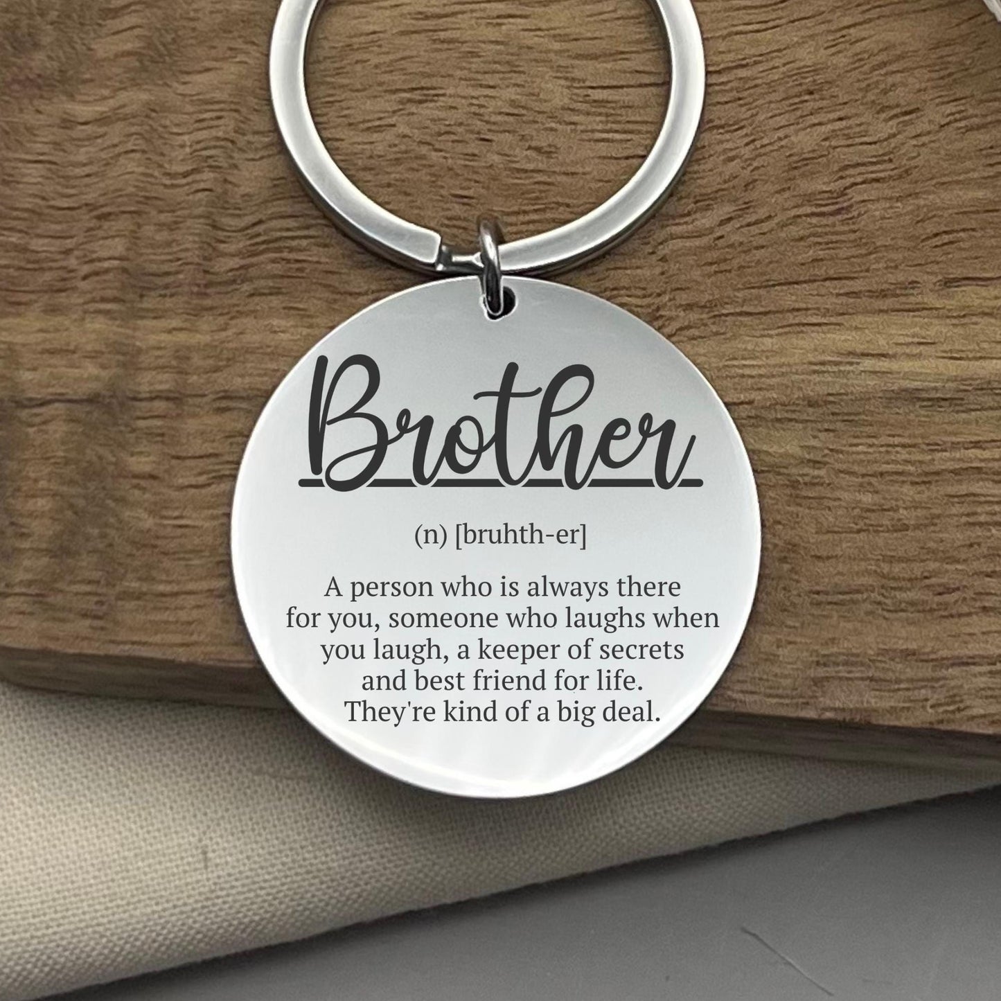 Custom Brother Definition Keychain: Personalized Stainless Steel Gift