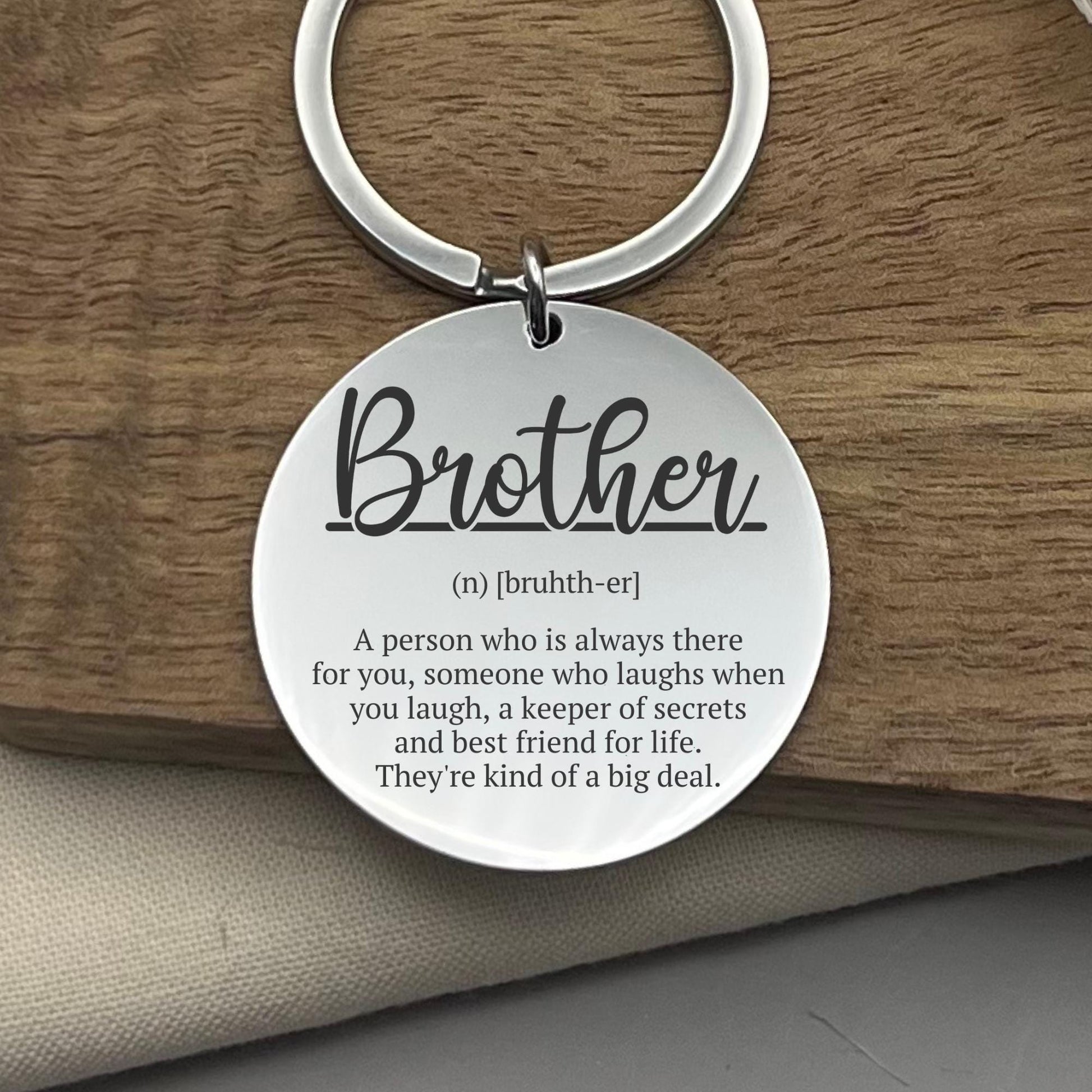 Custom Brother Definition Keychain: Personalized Stainless Steel Gift