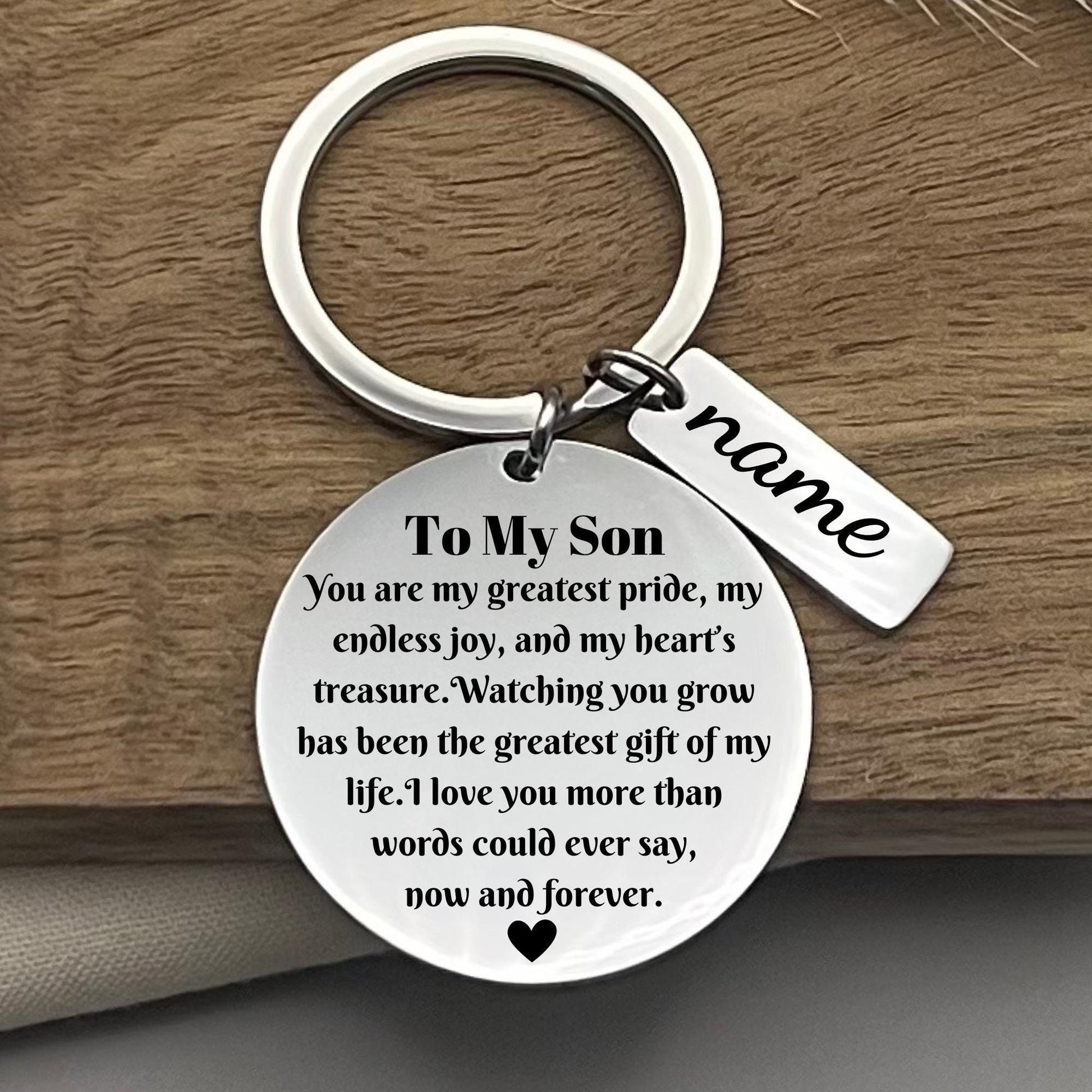 Personalized To My Son Keychain - Engraved Stainless Steel Keyring