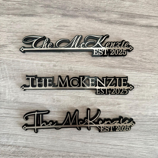 Custom Last Name Metal Sign | 2-Layer Personalized Family Name & Est. Year | Steel Entryway Plaque