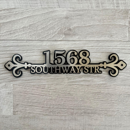 Custom Metal House Address Sign | 2-Layer Personalized Steel Entryway Plaque with Street Name & Number