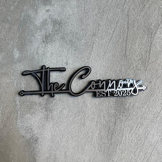 Custom Last Name Metal Entryway Sign | 2-Layer Personalized Laser Cut Family Signs & Established Year