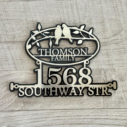 Custom Metal Address Sign | Personalized Street Name, House Number & Family Last Name Plaque