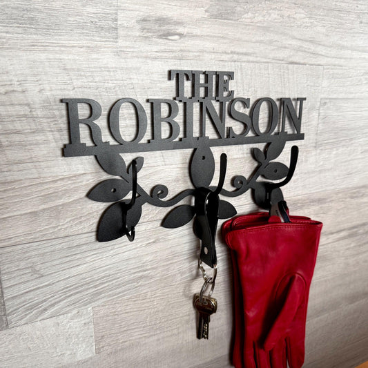 Personalized Wall Coat Hanger with Family Name, Custom Metal Hook for Clothes & Hats